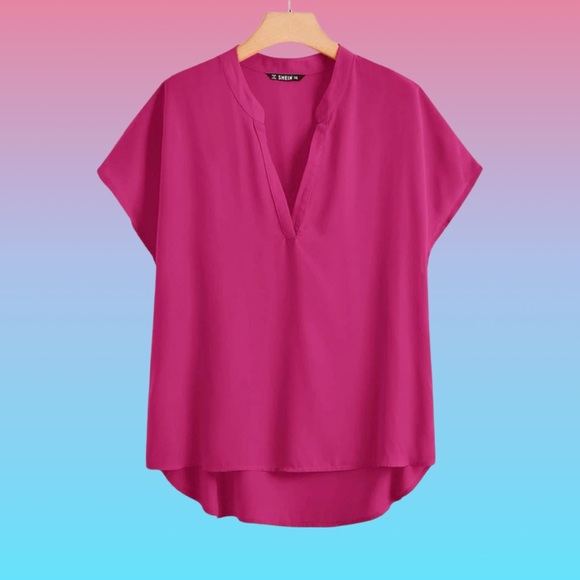 SHEIN Tops - Cuffed Sleeve Blouse HOT PINK